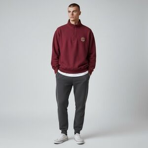 Harvard University Crest Quarter Zip Sweatshirt Maroon The Coop Men’s Small
